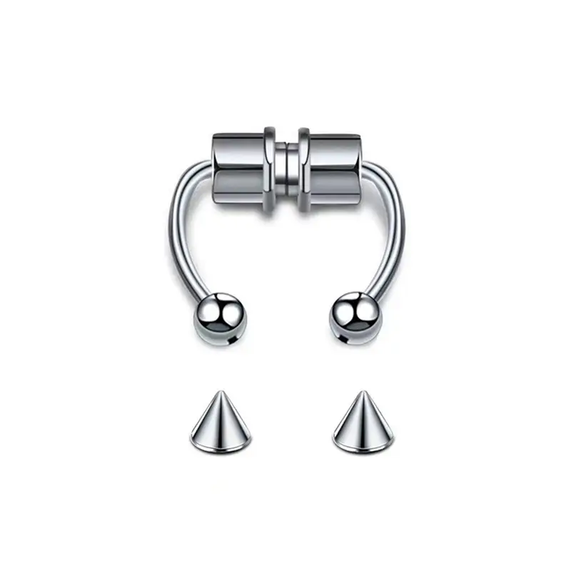 Magnetic Fake Nose Ring, Faux Nose Ring, Non-Piercing Horseshoe Design Magnet Clip-On Accessory Magnetic Nose Rings Body Jewelry, Body Jewellery for All Seasons