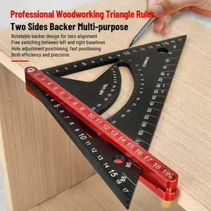 Aluminum Alloy 2-In-1 Extendable Layout Tool, Goniometer Folding Triangle Square Ruler, Positioning Angle Woodworking Tool