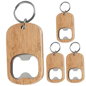 1/2/4 Pcs Accessories Easy Beer Bottle Opener Wooden Handle Bar Kitchen Party Favors Keychain