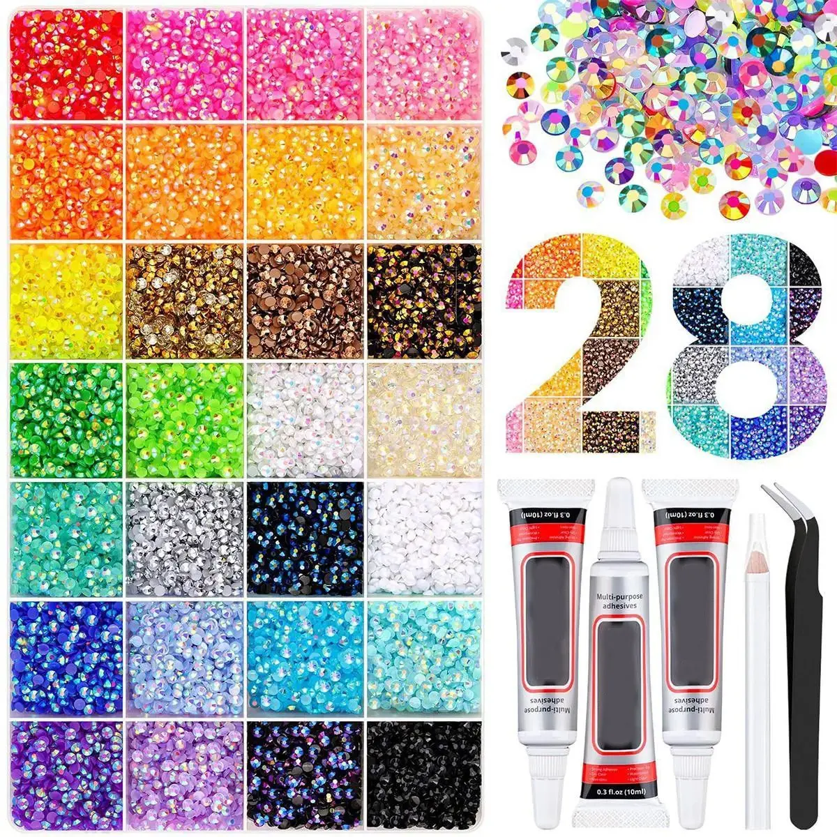 3mm 28-Color Resin Rhinestones, Flat Back DIY Nail Art Decorations, Rhinestone Nail Charms, Perfect for Clothing, Manicure, Phone Cases, Handmade Crafts, Nail Art Supplies