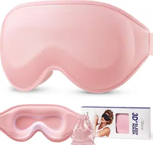 LitBear Long Lash Sleep Mask for Women Men Side Sleeper, 3D Contoured Light Blocking Sleeping Mask, Soft Comfortable Eye Mask Sleep with Adjustable Strap, Pouch for Travel, Pink ,Mothers Day Gifts