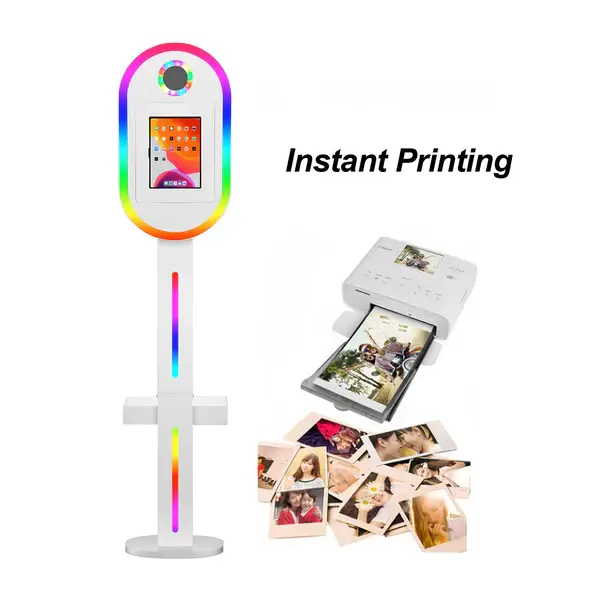 iPad DSLR Photo Booth - Compatible with Any ipad Instant Printing APP Remote Control RGB Lights Selfie Photo Booth Stand with Flight Case for Parties Events