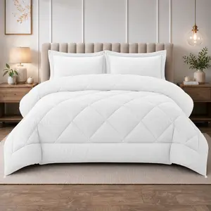 Hannah 3Pc Comforter Set – All-Season Lightweight Reversible Comforter with Two Shams Happy Fuffy Cloud Bed