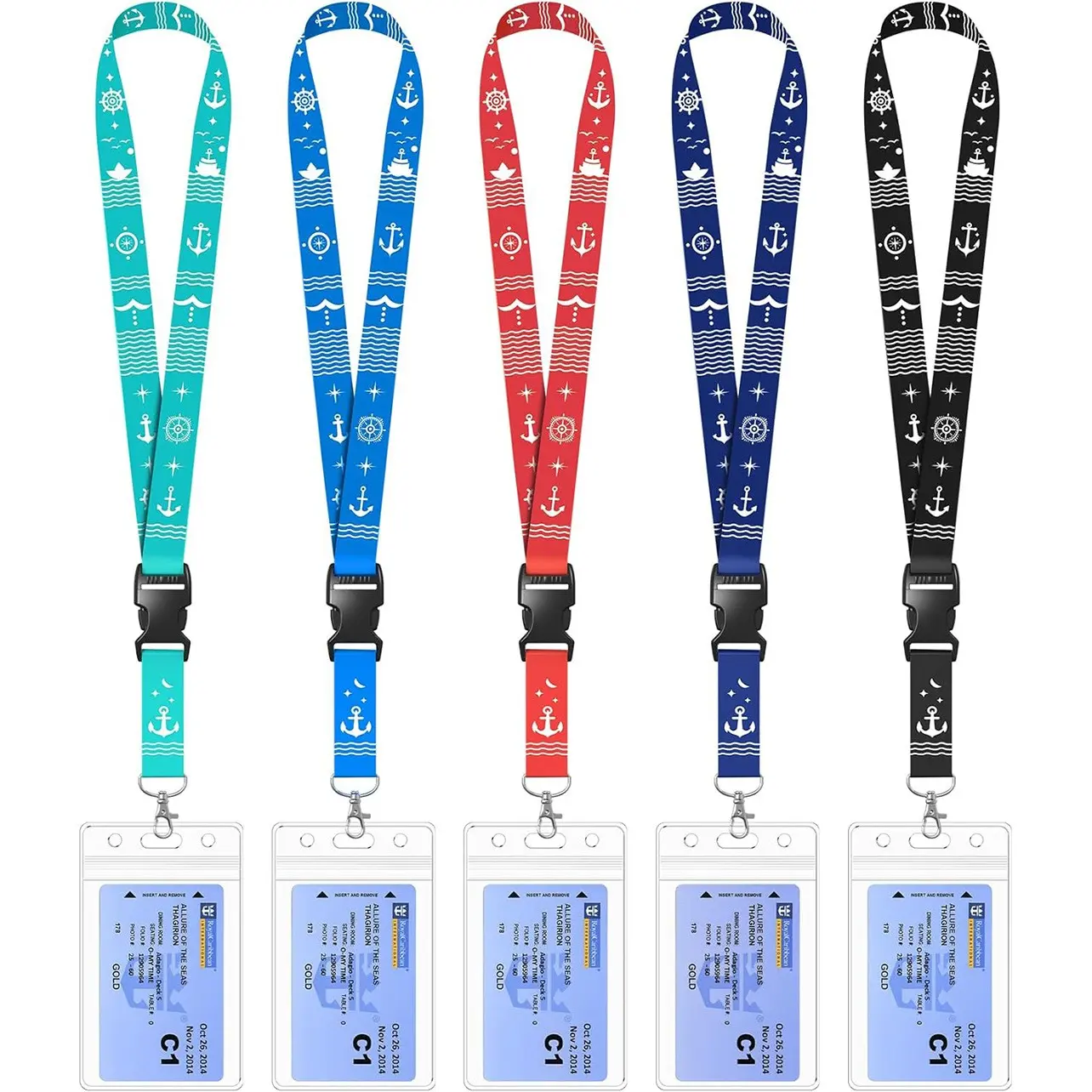 5PCS,Cruise Lanyard for Ship Cards, Name Tag Lanyards, Cruise Ship Lanyards with Waterproof Design ID Badge Holders, ID Holders for Badges & Detachable Buckle, Cruise Essentials 2026 for Carnival, Royal Caribbean, MSC, NCL