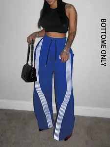 Women's Colorblock Striped Print Drawstring Waist Sweatpants, Casual Loose-Fitting Pocket Pants for All Seasons, Ladies Bottoms for Daily Wear, Casual Lounge Pants, Drawstring Waist Trousers, Casual Fashion Pants