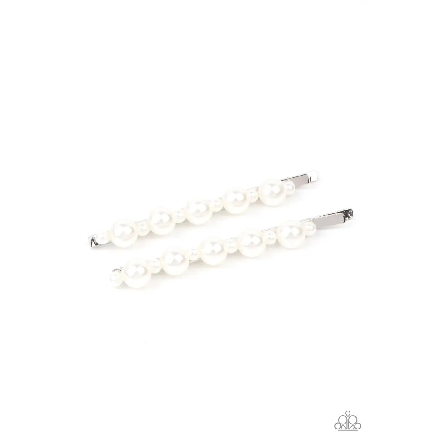 Paparazzi Put a Pin In It White - Dainty Pearl Decorative Bobby Pins with Silver Accents