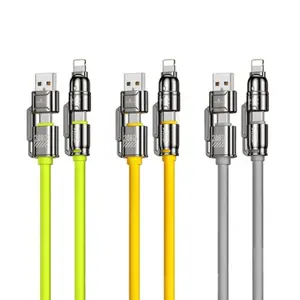Apple PD Four-In-One Super Fast Charging Data Cable, Compatible with Apple Models 5-17, Durable Silicone Material, Dual Port Design