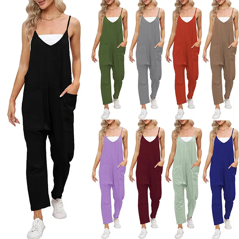 Women's loose-fitting overalls with large pockets
