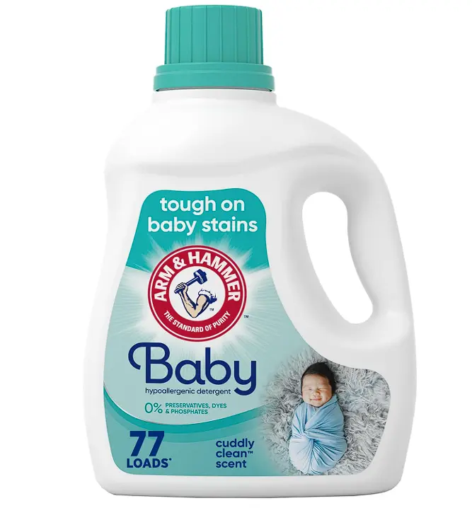 ARM & HAMMER Baby Hypoallergenic Liquid Laundry Detergent | Gentle Laundry Detergent, Phosphate Free, Dye Free, 77 Loads, 100.5 fl oz