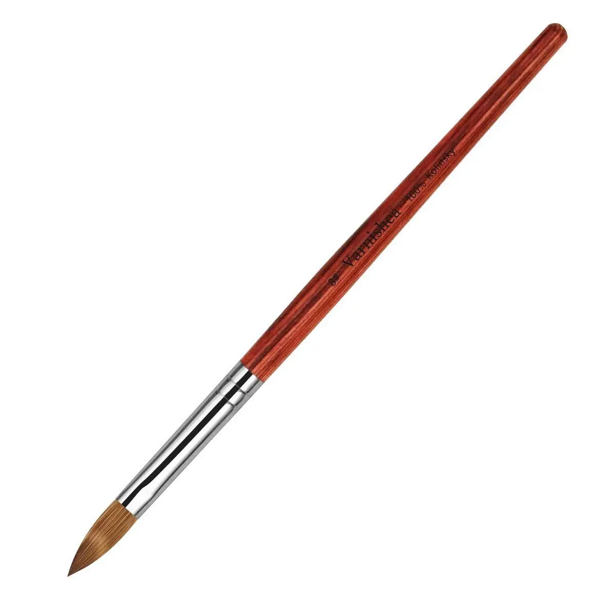 100% Pure Kolinsky Acrylic Nail Brush Mahogany Wood Handle Professional Manicure Brushes for Powder Nail Acrylic Application - Salon & DIY Nail Art Essentials - Size 8, 1.0 Count