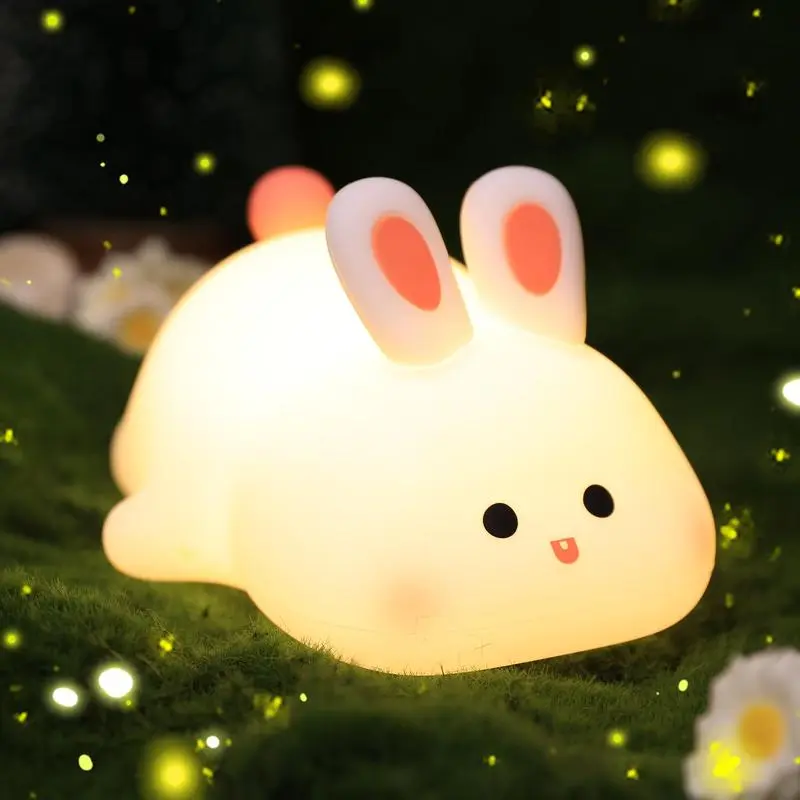 Bunny Lamp,Big Face Rabbit Night Light for Kids, Cute Bunny Gifts, Kawaii Nursery Bedroom Decor, Rechargeable Silicone LED Squishy Night Light Dimmable Warm White,Christmas Gift New Year Gift-YY
