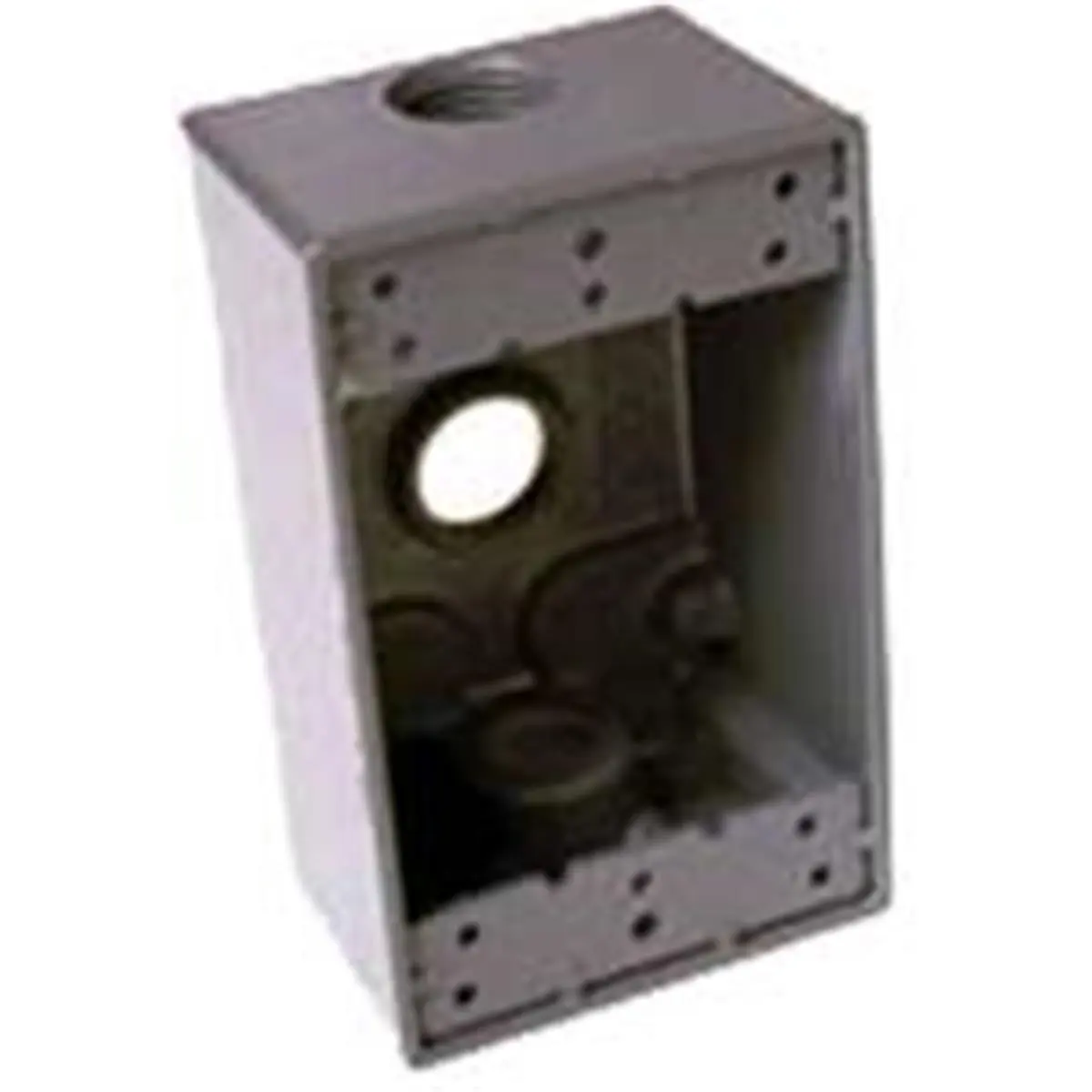 Bell Gray Weatherproof Aluminum 1-Gang Electrical Wall Socket Box (5324-0) - Triple Outlet Sockets, 1/2 in. Internal Threaded Connector, 18.3 Cu In, 6.7x16.25x8 in, Outdoor Safe, NEMA-Compliant Threads/Hubs, for Branch Circuit Wiring