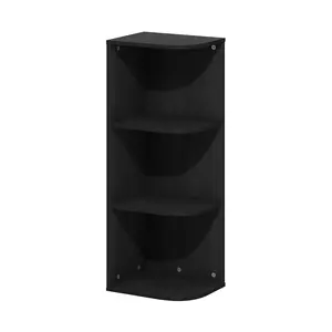 3-Tier Corner Bookshelf, Compact Open Shelves, 9.3x12x31.5 in Easy-to-Use Indoor Furniture for Living Room, Home Office, Blackwood