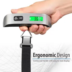 Digital Luggage Scale for Travel, 110 Lbs Portable Suitcase Weight Meter, Backlit LCD Display, 4-Mode Switch, Anti-Slip Design