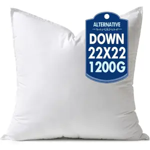 22x22 Synthetic Down Alternative Pillow Insert Euro Decorative Throw Pillow 22 x 22 Inch Body Bed Sleeping Soft Form for Sofa Couch Bed