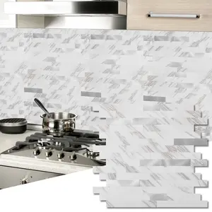 Art3D 10 Sheets 13.4" x 11.8" Peel and Stick Backsplash Tiles for Kitchen & Bathroom, White Marble Tone, Self-Adhesive Drywall Home Peel Stick Wall Panels