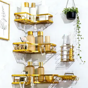 2026 Trending 5-Pack Triangular Shower Caddy Set, No Drill Strong Adhesion Suction Cup, Heavy Duty Rustproof Stainless Steel, Anti-Slip Soap Toothbrush Holder, Large Capacity Organizer for Bathroom Kitchen Dorm, Ideal Gift