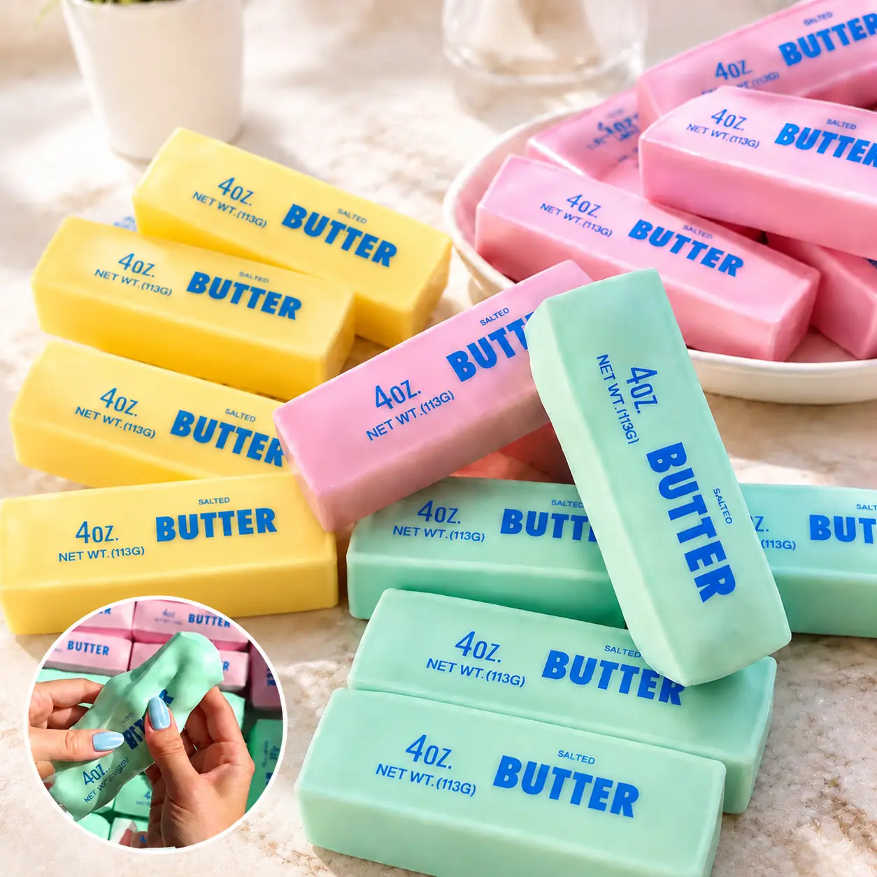 Crunchy Sound Butter Bar Squishy Toy Soft Squeeze Fidget Toy Funny Sensory Hobby Play Toy Portable Stress Relief Decompression Toy Cute Desk Relax Toy Ideal Gift For Teens Adults Party Leisure Entertainment