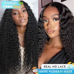 WOWANGEL 13x6 HD Full Lace Frontal Wig Water Wave Clean Hairline 250% Density Real Human Hair 30inch Nature Black Glueless Wigs Beginner-friendly  #SummerVibes