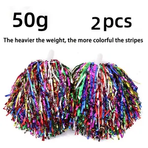 2PCS Pieces of Shiny Sequined Pom-Poms Made from Durable PET Material, Perfect for Sports Events And Dance Performances