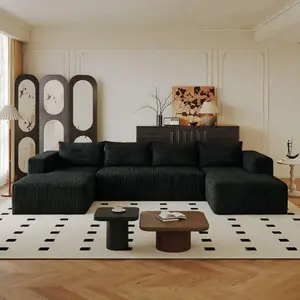 【#TikTokShopDealsforYouDays】 U-Shaped Corduroy Modular Sofa Cloud Style Oversized 4-Seater with Chaise Pillows Included No Assembly Required Convertible Space-Saving for Living Room Bedroom Furniture Sets Christmas - Boneless Sectional Couch