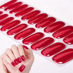 22 tips Gel Nail Full Wraps, Red Nail Strips, Long-Lasting Self-Adhesive Full Cover Nail Polish Stickers, Summer, Solid Design, One Time Use, Suitable for Women And Girls, No Requiring UV Curing, Quick Nail Art, Road Trips DIY, Nail Supplies