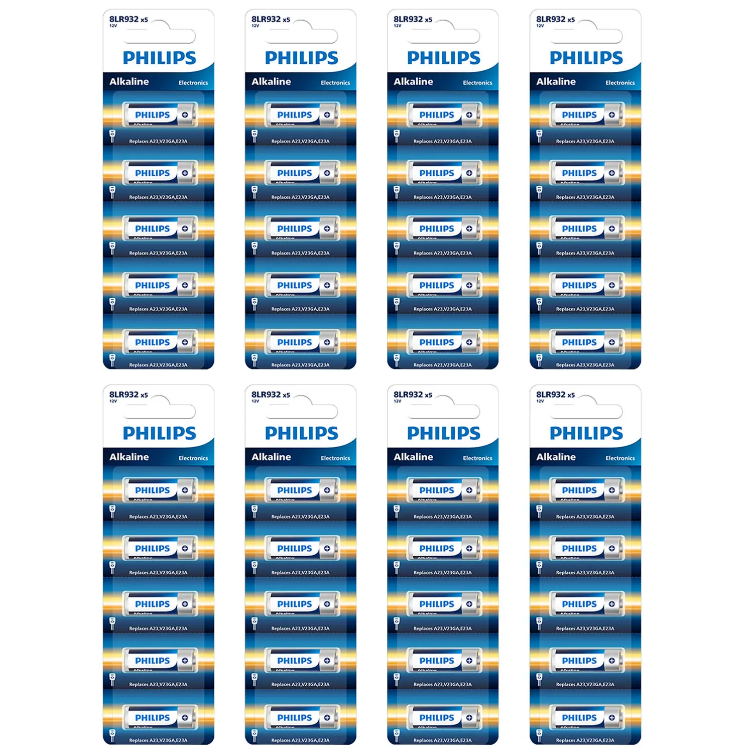 Philips Alkaline Battery 23A (40-Pack), Long Lasting 12 Volt A23 Battery for Key Fobs, Car Alarms, Doorbells and Power Remote