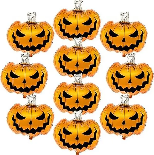 Scary Halloween Pumpkin Balloons - 25 Inch, Pack of 10 | Pumpkin Foil Balloons for Pumpkin Halloween Decorations | Halloween Foil Balloons | Halloween Balloons for Halloween Party Decorations