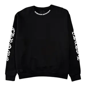 Men's Chrome Hearts Long-Sleeve Logo Crewneck Hoodie, Casual Menswear Top, Black White Color Option