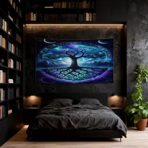 Mystical Tree of Life Tapestry, 1-Pack, Boho Mystical Style Wall Hanging, Single-Side HD Printed, Lightweight & Fadeless, Ideal for Bedroom, Living Room & Dorm Decor, Perfect Birthday/Holiday Gift for Nature Lovers