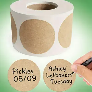 1 Roll 500pcs Dissolvable Kraft Self Adhesive Labels, Food Jar Stickers for Canning Jars and Homemade Jam, Perfect Holiday, Thanksgiving and Christmas Gift