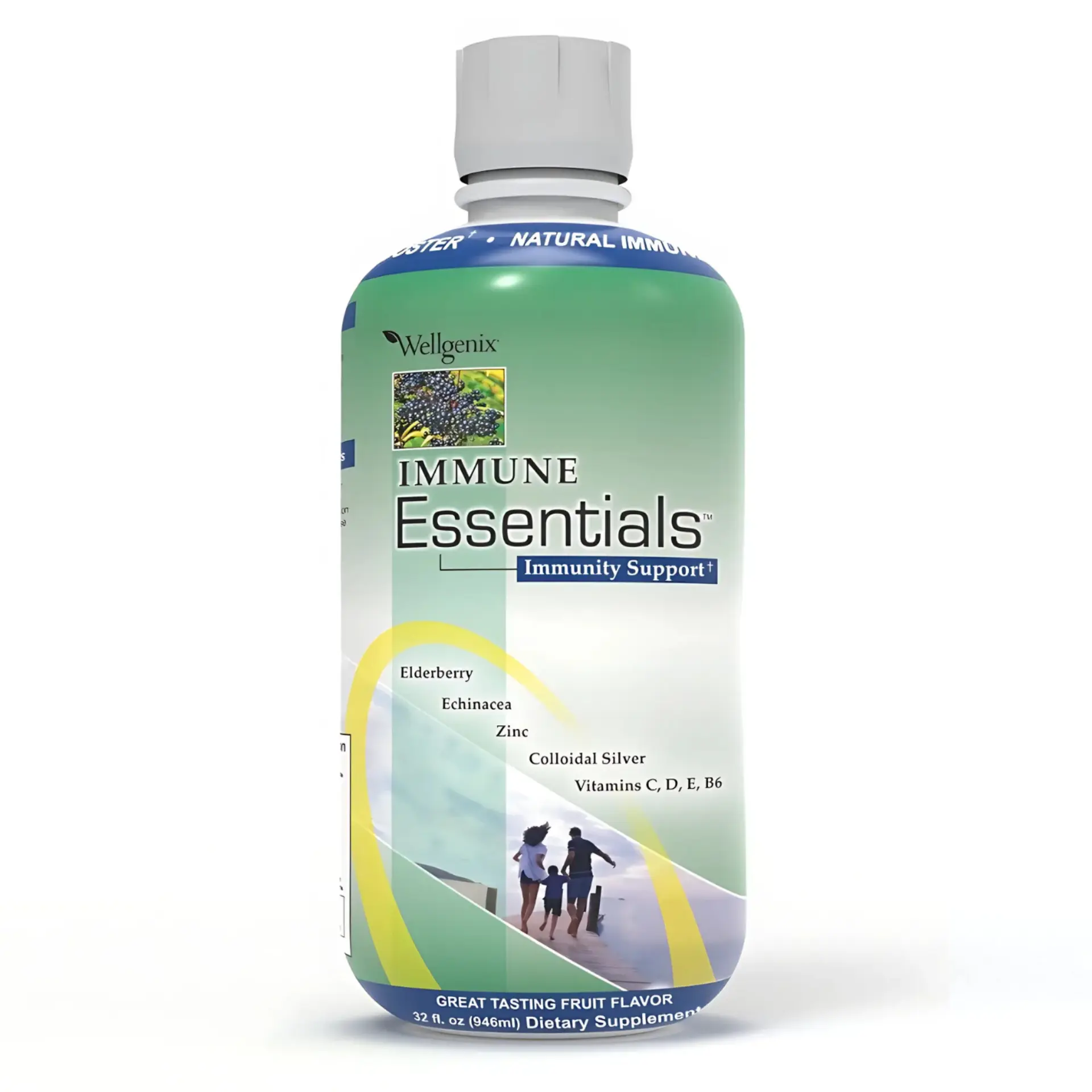 Wellgenix Immune Essentials Liquid – 7-in-1 Immunity Boost with Elderberry, Zinc, C, D3, Echinacea & More | Fights Fatigue & Supports Recovery | 32oz | Raspberry Lemonade