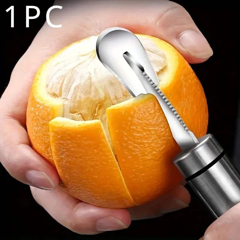 1pc, Stainless Steel Orange Peeler with Handle - Easy Citrus and Lemon Peeling - Creative Kitchen Gadget for Fruits and Vegetables, Kitchenware