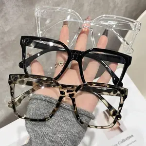 Fashion Large Frame Eyeglasses Frames Unisex Multiple Colors Available Leopard Pattern Eyeglasses Transparent Glasses for Daily Wear Party Outdoor Travel Photography