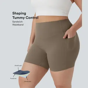 Plus Size Halara UltraSculpt High Waisted Tummy Control Shaping Training Biker Shorts 5'' with Pockets