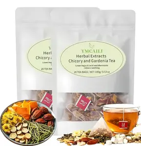 Chicory & Gardenia Herbal Teas with Ready-to-Eat Orange Peel & Chrysanthemum - 20 Individually Packaged 100g Vegan Cool Heat Relief Natural Healthy Beverage for Men & Women
