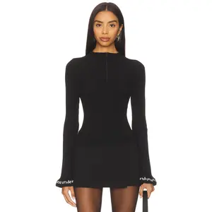 Alexander Wang Logo Ribbed Pullover in Black