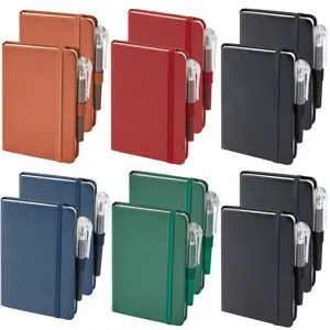 12 Pcs Faux Leather A6 Pocket Notebooks with 12 Pcs Pens - Waterproof, Lined Paper, Assorted Colors Mini Journals (3.7in x 5.7in) for Daily Office Use, Assorted Colors Notebooks