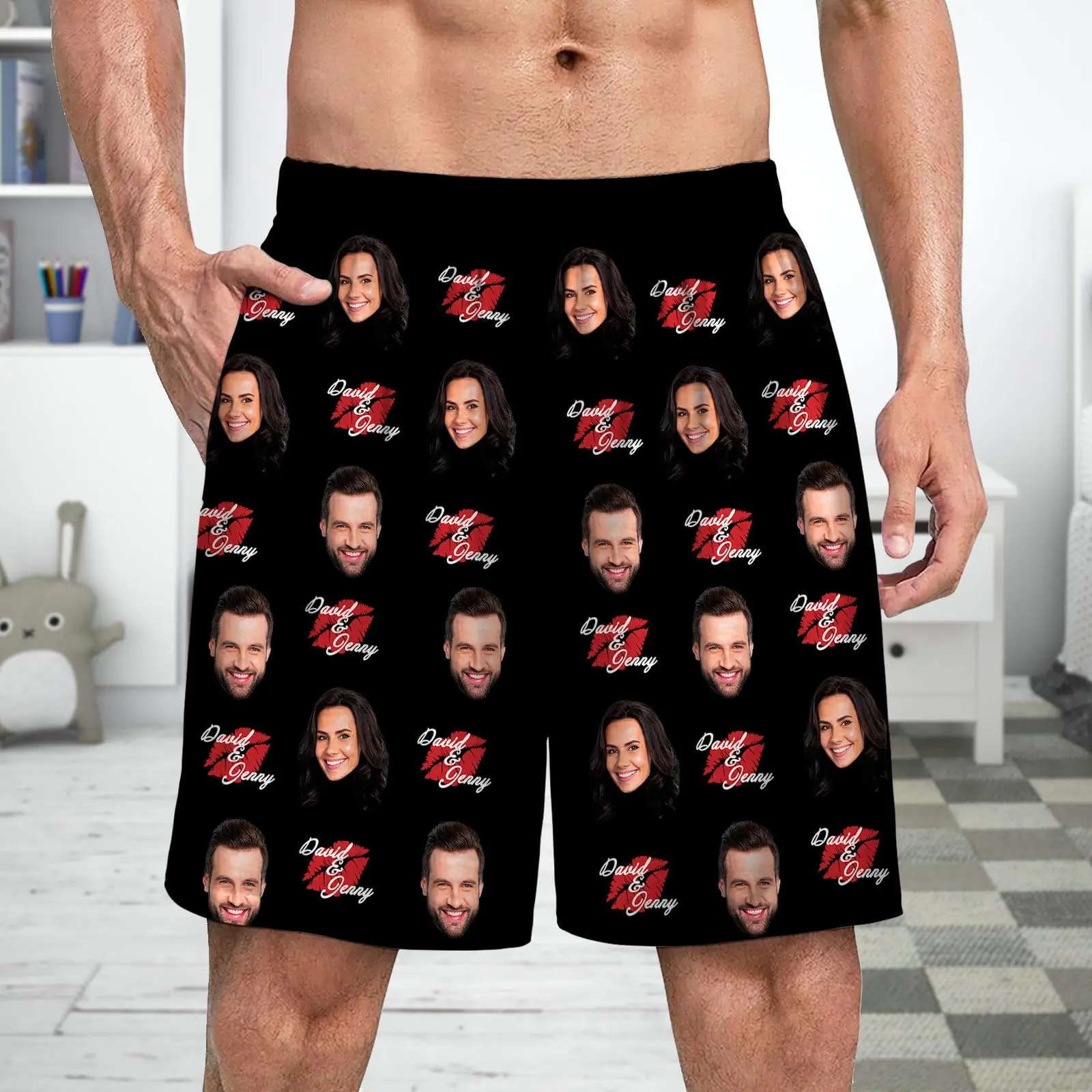 BARLEY ONE Custom Face Shorts Personalized Photo Funny Customized Shorts with Your Loved One’s Face, Gift for Partners|Friends, Light Quick-Dry Shorts for Summer Vacation, Anniversary, Party, Unisex Casual Shorts, Add Your Own Photo for Unique Gift