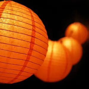 MoonBright 12" Orange Paper Lantern String Light Set (10-PACK Combo Kit)