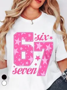 Funny 6 & 7 Number Meme T-Shirt - Viral TikTok Saying Shirt with 6/7 Shirt Print Gen Z Humor Gifts Suitable for Christmas Halloween Thanksgiving - Machine Washable Casual Wear & Holiday Themed Outfits