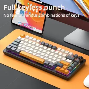 APAYADO K82 Mechanical Wired Keyboard with Multimedia Knob, Apayado Hot Swappable Gaming Keyboard, Transparent Character Backlight, Backlit Keyboard, Abs Keycaps