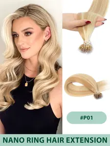 Nano Ring Hair Extensions Human Hair. Silky texture, invisible effect, equipped with smallest beads and no heat or glue. Gentle on scalp, lightweight, and delivers a seamless, natural hairstyle effortlessly.