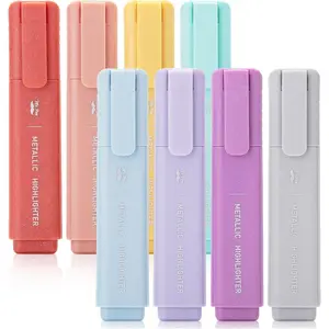 - Glitter Highlighters, 8Pack, Metallic Colors, Chisel Tip Aesthetic Highlighters, Cute Markers