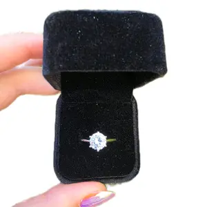 Solitaire ring  925 Sterling silver 1ct Moissanite cz Engagement Wedding Band Rings for women