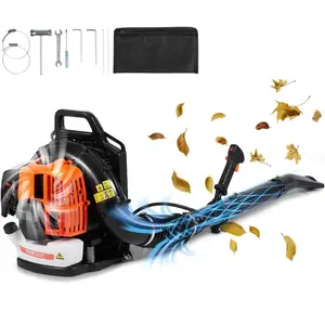Summervibes VEVOR Backpack Leaf Blower, 63CC 2-Cycle Gas Leaf Blower with 1.89L Fuel Tank, 1110CFM Air Volume 220MPH Speed, Ideal for Lawn Care, Leaf Cleaning, and Snow Removal