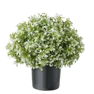 2-Pack Artificial Holly Ball Potted Plants, Realistic Mock Azalea Bush with Pot, Fake Eucalyptus Leaf Plant, Porch Farmhouse Outdoor Decor, Decorative