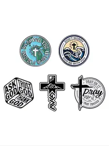 5PCS Religious Enamel Pins Set, Christ Cross Lapel Pin Backpack Badge Fashion Jewelry Men Accessories for Men Women Daily Wear Gift Idea