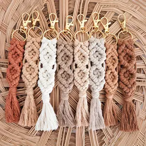Cotton rope hand woven tassel keychain, car key pendant, bag decoration, hand woven knot keychain decoration, one piece