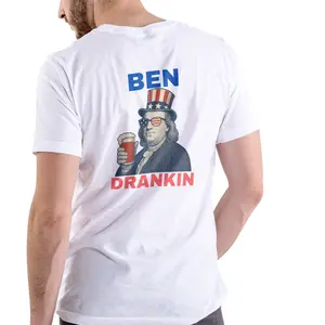 Men's Cotton Shortsleeve Round Neck Tshirt - 4th July Patriot Graphic Festive Top, Casual Streetwear, Pair with Jeans